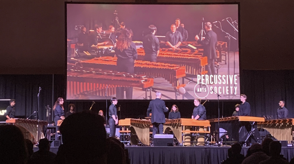 UNCG Percussion Ensemble performs at the April 2021 world premiere of "CAOS"